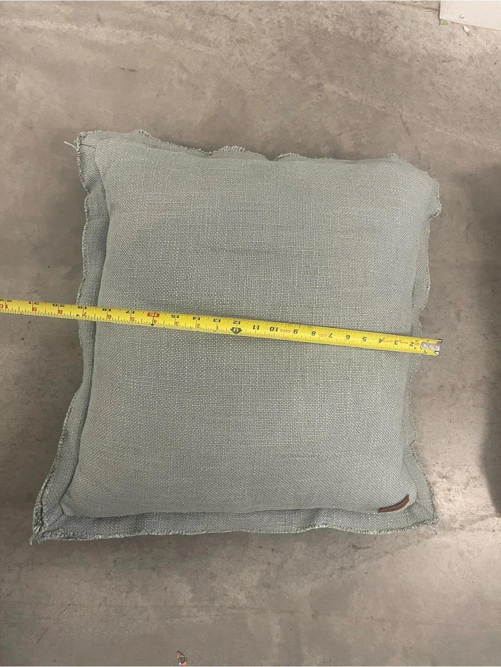 Set of 2 By Anthropologie 20x20 Washed Linen Throw Pillows Fringe Edge Sage Blue
